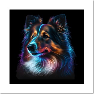 Neon Shetland Sheepdog Posters and Art